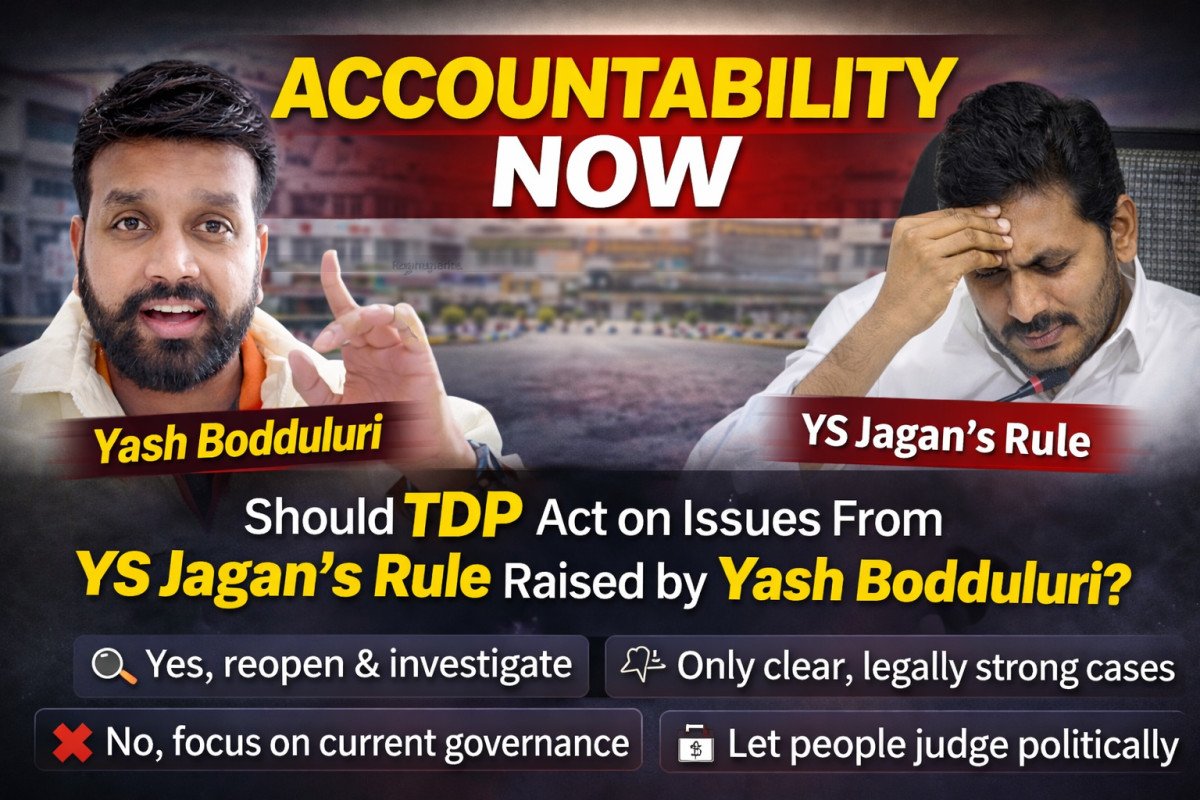 Poll image for Accountability Now: Should TDP Act on Issues From YS Jagan’s Rule Raised by Yash Bodduluri?